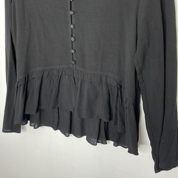 SOPHIE Rue black ruffle high low blouse - Picture 3 of 11